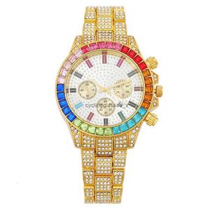 Neue Drei -Augen -Fashion -Farbdiamantkalender mit Full Womens Watch Uhr