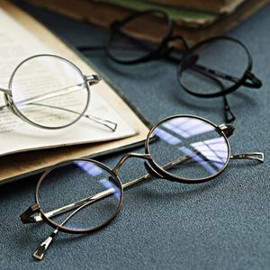 Mode solglasögon ramar retro rent titanglasögon ram män klassisk vintage rund optisk glasögon myopi läser recept kvinnor 271v
