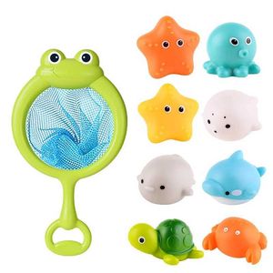 Bath Toys Baby Cute Animal Shower Toy Swimming Water Led Light Toy Floating Induktion Glödande groda Toy Childrens Water Games Fun Gift D240522