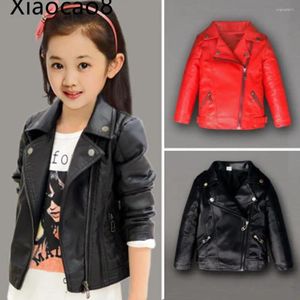 Giacche 2024 Autunno inverno inverno PU Leather's Windbreaker's Baby Gilr Fashion Osterwear Coats Red Black Kids Cless