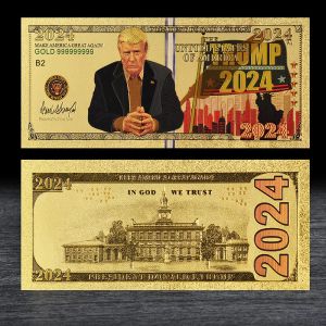 Forniture Trump 2024 Gold Foil Color Printing Banknote Party Favora il voucher commemorativo della raccolta della campagna presidenziale degli Stati Uniti