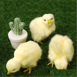 Dekorativa föremål figurer realistisk kyckling dekoration söt påsk figursimation diy miniatyr kyckling trädgård prydnad hem dec dhoak