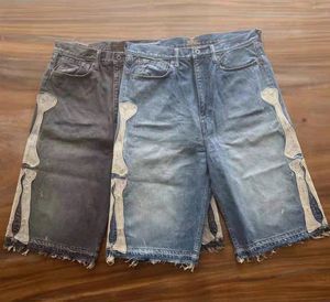 Shorts masculinos kapital 23sss azul tingido retrô angustiado