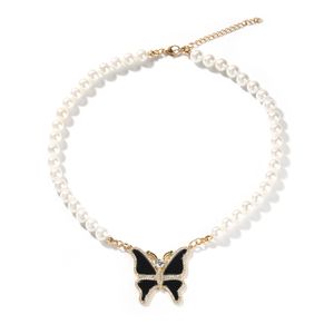 Neu angekommene Schmetterling Perlenkette Vintage Diamond Colarbone Kette für Männer Frauen