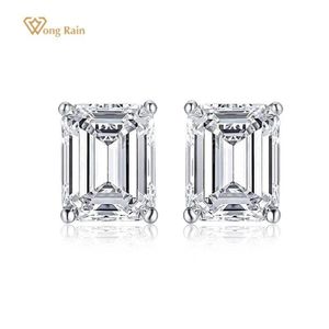 Stullo Wong Rain 925 Sterling Silver Smerald Cut Creato Creato Moissanite Gemstone Diamonds Orecchini in oro bianco Impegno Fine Jewelry 264Q