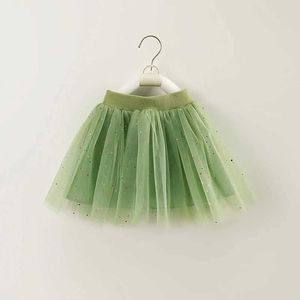 Юбки Girls 2024 Summer New Solid Minimalist Green Dot Print Короткая юбка/половина юбка Y240522