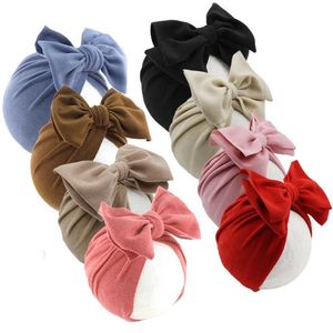 Haarzubehör 6PCS/Los Baby Turban Hüte Solid Faux Cashmere Caps Winter Warm Mützen Bonnet Neugeborene Kinder Jungen Mädchen Krankenhaus Headwraps Y240522