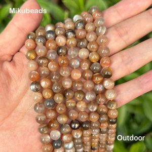 Natural Brazil Black Golden Sunstone 6mm 8mm Smooth Round Stone Loose Beads For Jewelry Making DIY Bracelet Necklace