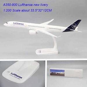 航空機Modle 1/200 A350 A350-900 Lufthansa New Liverine Airline Aircraft Plastic Abs Assembly Plane Model Model Model Toy for Collection Y240522