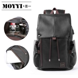 Mochila da versão coreana, bolsa masculina casual da escola de viagem de couro, mochila de computador da moda e moderna