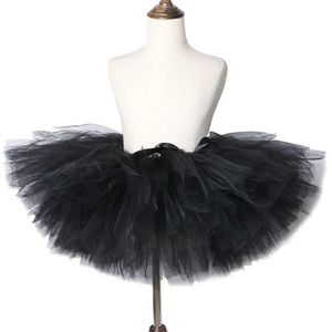 Kjolar svart kjol tutu för flickor tyll kjol barn barn barn fluffig tutus för dans födelsedagsfest bollklänning kjolar fast färg y240522