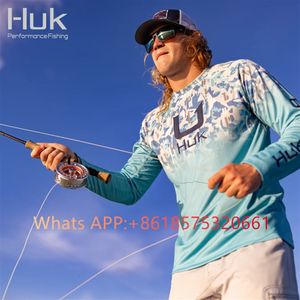 Huk Camuflage Fishing Ubrania UPF 50 Koszulki wędkarskie Mężczyźni Outdoor Summer Sun Ochrona Ochrony Fish Fish Camisa de Pesca 240521