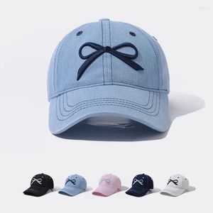 Ball Caps Bow Embroidered Women's Baseball Cap Sweet And Lovely Summer Autumn Wide Brimmed Sun Shading Girl's Peaked