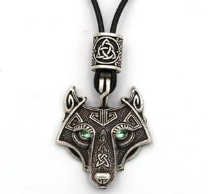 Grüne Augen Wolf Anhänger Vegvissir Valknut Runes Perle Viking Schmuck Halskette Heidanische Amulett Talisman Drop119068721076301