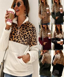 Designerski z kapturem ubrania futra femme zima gęsty sweter mody dla kobiet top bluzy kardigan szal płaszcz ciepły lampart ca8379691