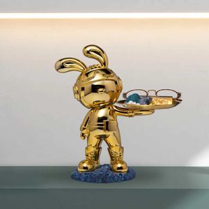 Figury zabawek akcji Rabbit Statue Taca Dekoracyjne rzemiosła