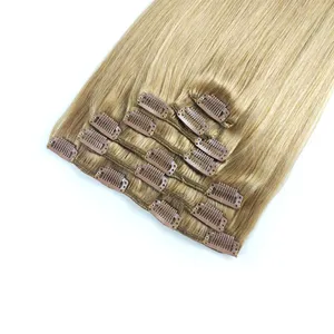 Заселение в наращивания волос 14-24 дюйма Remy Human Hair Brazilian Doule Weft Full Head Set прямо