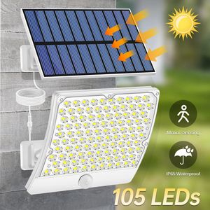 Luzes solares ao ar livre LED Sensor de movimento solar Luzes de inundação Lâmpada solar à prova d'água para porta da frente Patio Patio Barn Garden Garage 240521