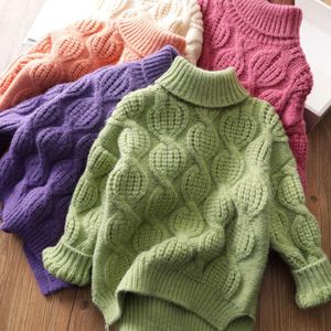 Ienens Kids Sweater Turtleneck Pullover Pullover Inverno Tops Solid Color Sweaters Boy Girl Autunno Jumper Caldo Sciio Slito 2-10 anni L2405