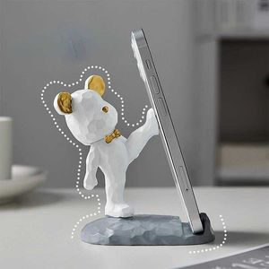 Action Toy Figuren Home Dekoration Violett Bären Telefonhalter Kawaii Desk Zubehör Ästhetic Room Decor Gadgets Desktop Skulpturen Gaming H240522