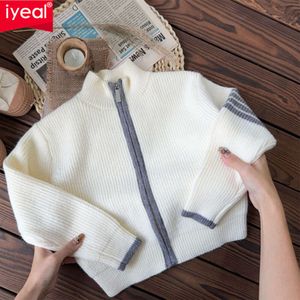 Iyeal Autumn Winter New Boys and Girls Leisure Simple Standing Neck Cardigan Children's Sweater Coat L2405