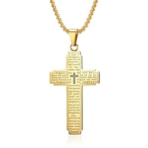 Krzyż biblijny Naszyjnik z łańcuchem 14K Złotym Złotym Srebrnym Kolorem Chrześcijańska biżuteria dla mężczyzn Prezenty