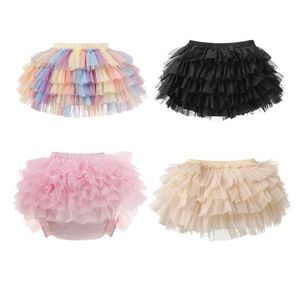 Kjolar 2024 Ny mode baby tutu bloomers shorts tyll fluffy barn blöja täcker sommar korta byxor för baby flicka shorts kjol y240522