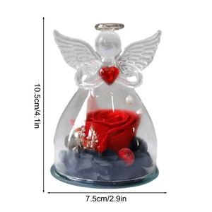 Objetos decorativos Figuras Angel Rose Gift Guardian com Flor Eterna para Ação de Graças Aniversário de Natal do Casamento H240521 qpqy