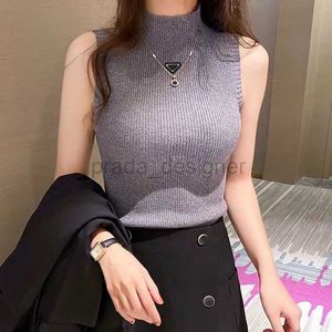 2024 Designer's New Sports Shirt Top Women's Knitted T-shirt Cotton Label Fashion Women's Sleeveless Knitted Sweater