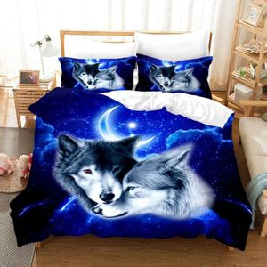 Bedding sets Wolf Cute Animal Set 3D Kids Adult Luxury Gift Duvet Cover Soft Comforter Single Full King Twin Size Quilt H240521 V1MJ
