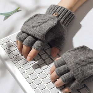 Lã de malha de malha sem dedos inverno inverno luvas de tela sensível ao toque flexível para homens mulheres unissex expostas mittens luva l2405