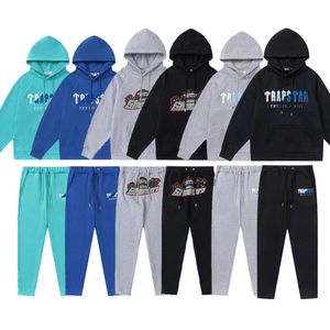 Foreign Trade Trapstar Rainbow Gradient Letter Tiger Head Embroidered Hoodie Long Pants Sports Guard Pants Set