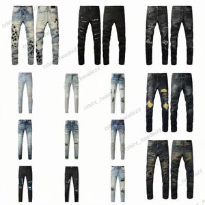 2024 Designer Jeans Mens Jeans Högkvalitativ modeteknik Jeans Luxury Designer Denim Pant Estruerad Ripped Black Blue Jean Slim Fit