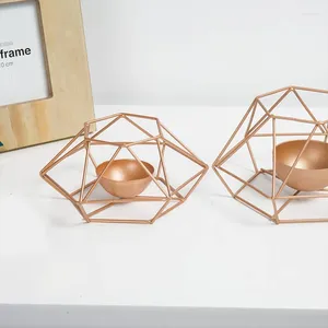 Ljushållare nordiska kreativa moderna minimalistiska geometriska smidesjärn guldhållare ljusstake ornament hem dekorationer