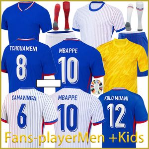 2024mbappe Giroud Benzema French Kit Kit Chomen Men Long Football Shirt Cup Cup Griezmann Saliba Pavard Kante Maillot de Foot Equip