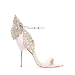 2018 frete grátis senhoras de couro sandálias de salto alto fivela rosa ornamentos de borboleta sólida Sophia Webster Sandals Shoe 6b0