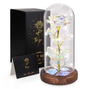 Objetos decorativos Figuras iluminam flores de rosa artísticas para mulheres decoração de borboleta presente de aniversário presente mãe avó namorada esposa irmã h240522