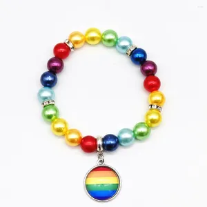 Pulseiras de link cor arco -íris gay lésbica LGBT orgulho encharcado Acessórios pendentes para joias de colar de braceletes de miçangas DIY