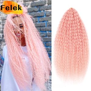 2030 tum afro curl kinky curly virkning flätande hår s brasilianska flätor syntetiska ombre rosa ingefära för kvinnor 240513
