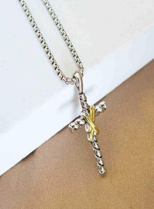 DY Cross Double x Ожерелья нить подвеска классическое ожерелье Button7571097