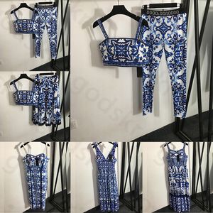 여성 빈티지 프린트 슬립 드레스 트랙복 디자이너 슬림 크롭 탑 스트레치 레깅스 패션 섹시한 끈이없는 드레스