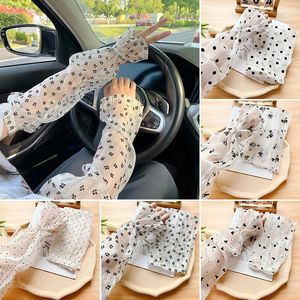 Women's Blouses Mesh Polka Dot Ice Silk Sleeves For Uv Protection Loose Breathable Summer Driving Sun