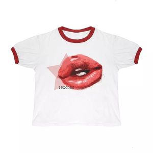 Harajuku T-Shirt Slim T Shirt Vintage Baby Tee Y2K Kleidung T-Shirt Streetwear Frauen Stars Graphic Print Crop Top Ästhetik Gothic 240521