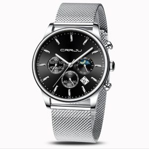 Crrju 2266 Quartz Mens Watch Hot, продавая повседневные часы для личности, популярные для студента, дата, точные наручные часы 261x