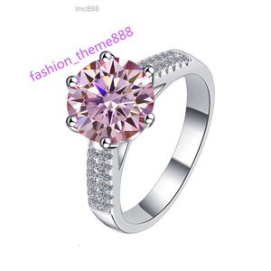 Elegant högkvalitativ prinsessarosa 3CT Moissanite Ring 925 Sterling Silver Ring