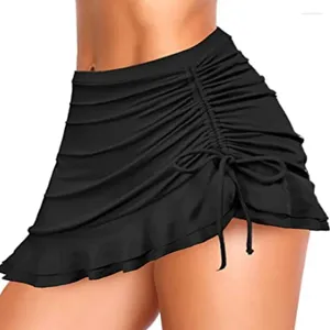 Kobiety solidne czarne bikini splatane plate spódniczne stroje kąpielowe z tbelin botty tankini dna kąpiel stroju kąpielowa plus rozmiar