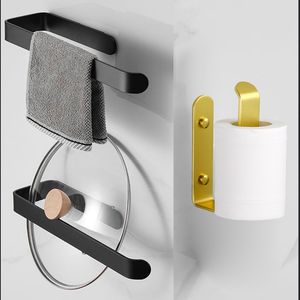 Multifunctional Metal Punch Free Kitchen Paper Towel Holder Hanging Toilet Roll Holder Kitchen Bathroom Accessories