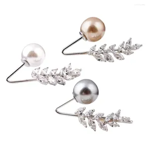 Brooches Leaf Brooch Pin Sweater Shawl Scarf Clips Fashion Elegant Vintage Pearl Pins For Clothing Decoration Ladies Women