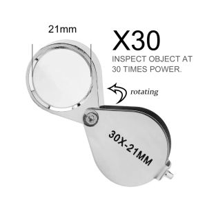 Jewelry Magnifying Glasses 10x 20x 30x Pocket Folding Magnifier Mini Diamond Loupe Lens Triplet Eye Glass Tool Reading Magnifier