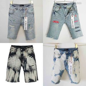 Lila Marke Shorts Middle Casual Style Cotton Mischmischung Waschanlagen Vintage Street Mode Hip Hop Hole